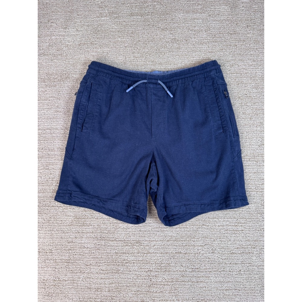 Birddogs Mens Navy Blue Linen Blend 7" Inseam Lined Gym Athletic Shorts Size M